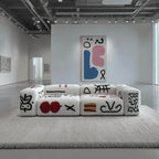Artful Graffiti Sectional Sofa With Low-Profile Modular Lounge Form Main Product Image