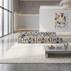 Artful Graffiti Sectional Sofa With Rounded Modular Form for Living Rooms