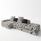 Artful Graffiti Sectional Sofa With Rounded Modular Form for Living Rooms