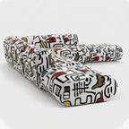 Artful Graffiti Sectional Sofa With Rounded Modular Form for Living Rooms