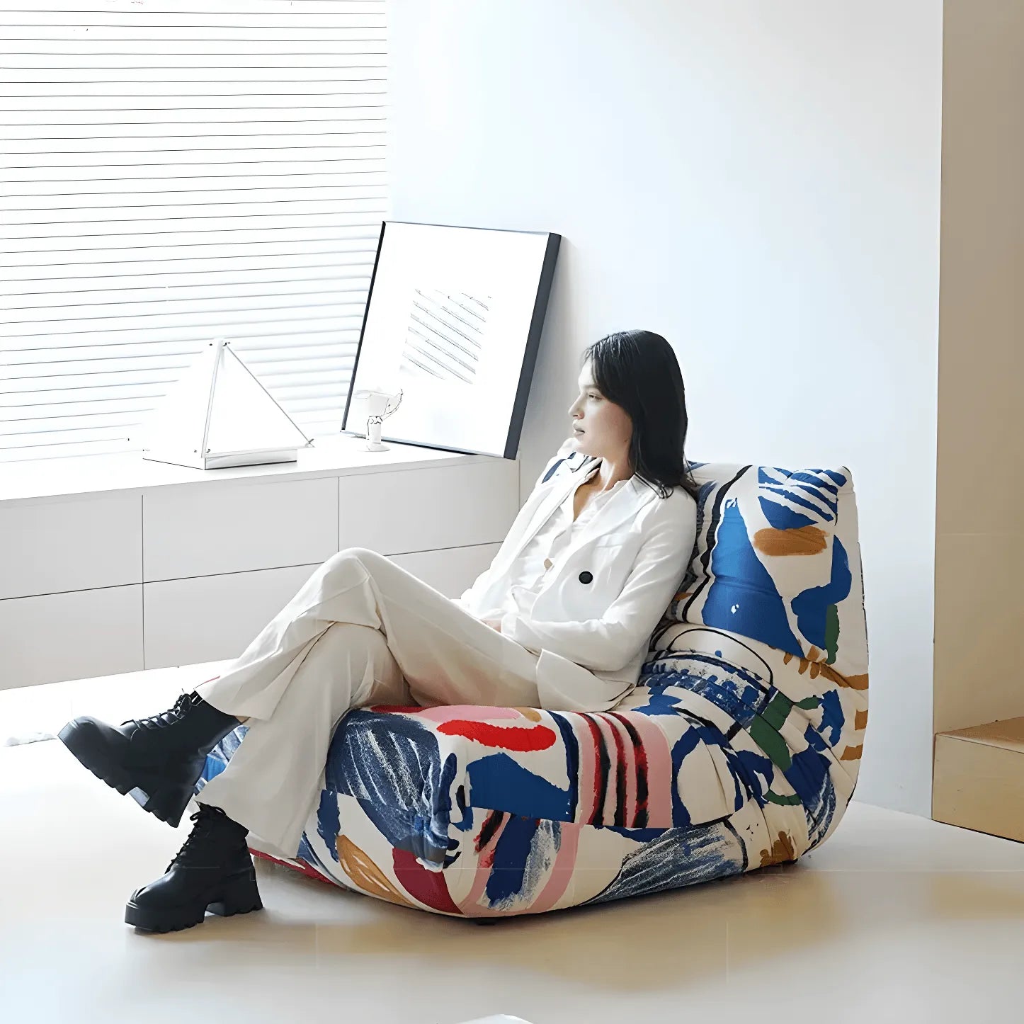 Artful Graffiti Togo Sofa Caterpillar Chair Series, Sculpted Lounge Seating