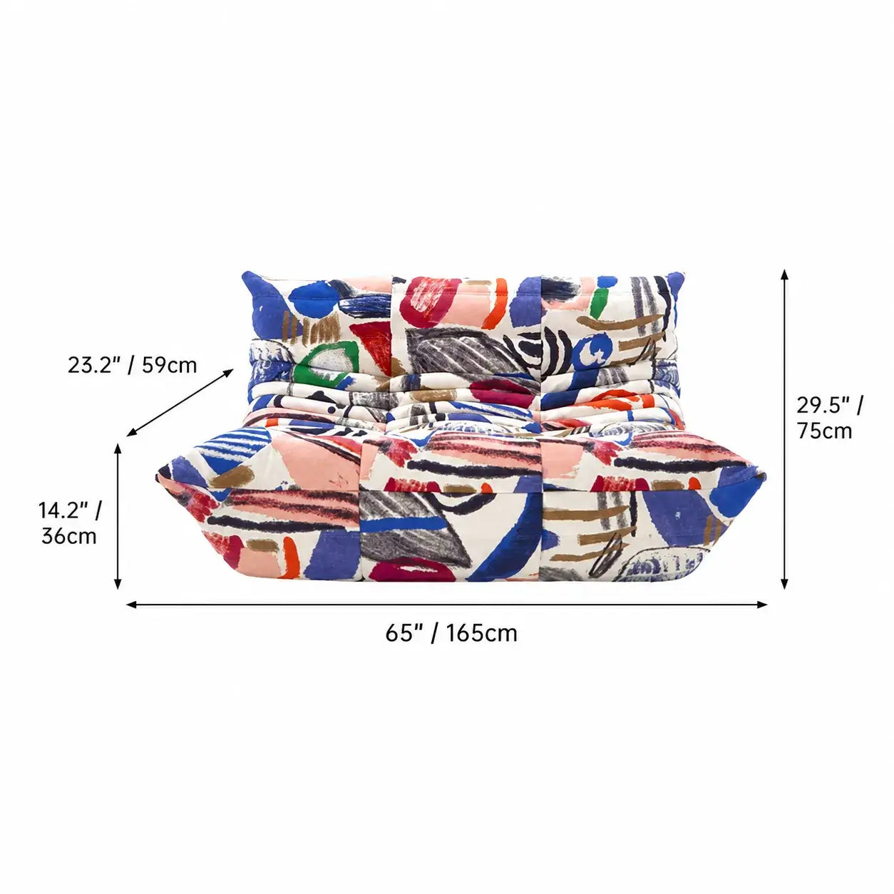 Artful Graffiti Togo Sofa Caterpillar Chair Series, Sculpted Lounge Seating Dimensions
