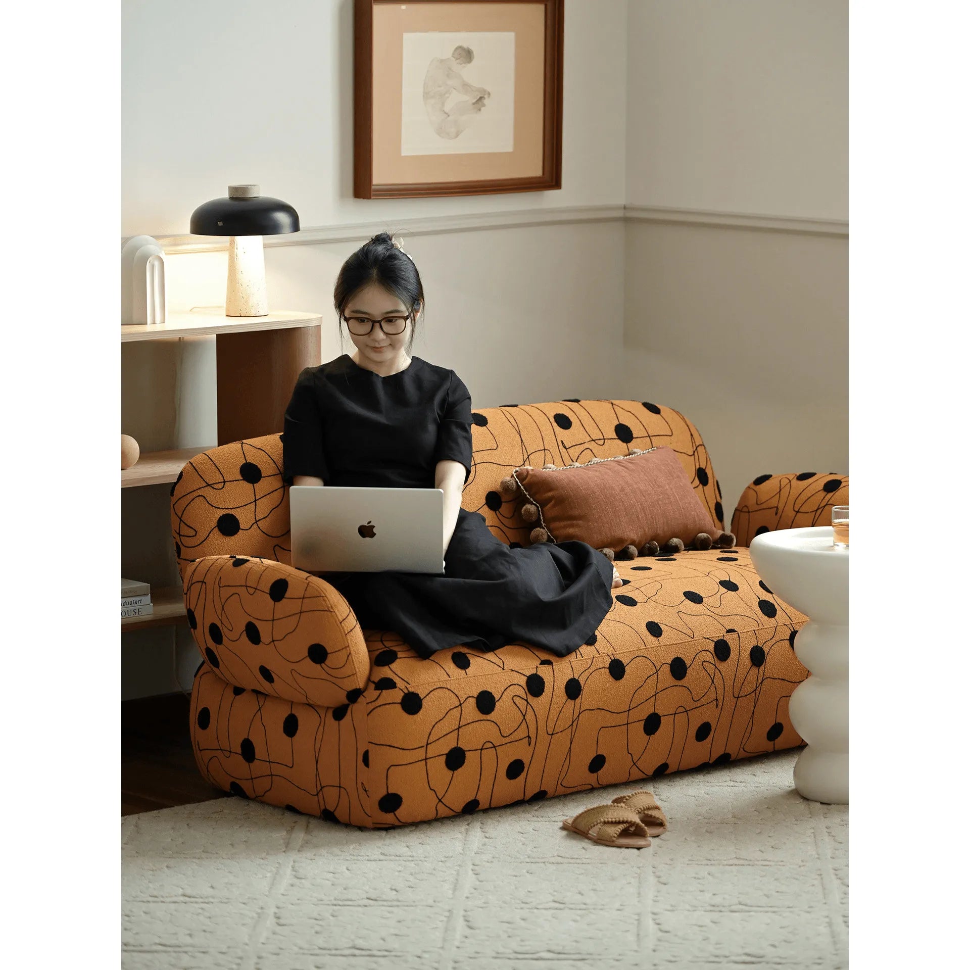 Artful Polka Dot Sofa Series with Rounded Silhouette for Cozy Living