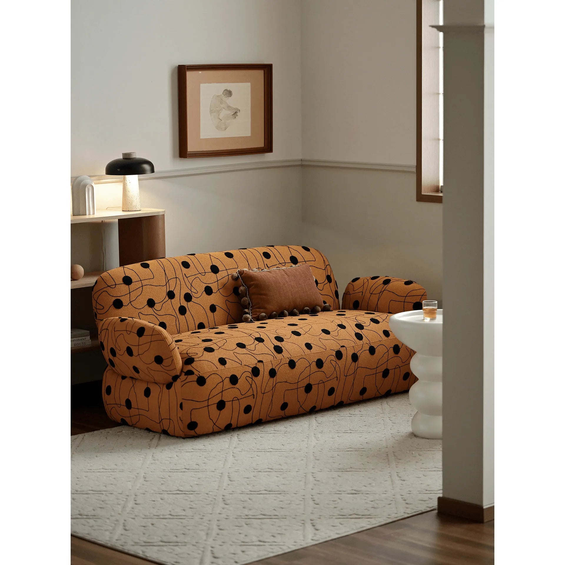 Artful Polka Dot Sofa Series with Rounded Silhouette for Cozy Living