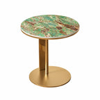 Artful Sintered Stone Side Table with Slim Round Top and Geometric Base