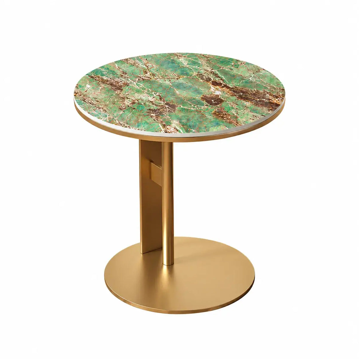 Artful Sintered Stone Side Table with Slim Round Top and Geometric Base