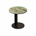 Artful Sintered Stone Side Table with Slim Round Top and Geometric Base