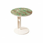 Artful Sintered Stone Side Table with Slim Round Top and Geometric Base