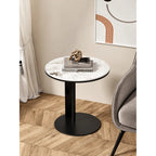 Artful Sintered Stone Side Table with Slim Round Top and Geometric Base Main Product Image
