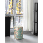 Artisanal Shell Mosaic Drum Side Table for Bedroom and Living Room