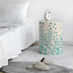 Artisanal Shell Mosaic Drum Side Table for Bedroom and Living Room