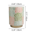 Artisanal Shell Mosaic Drum Side Table for Bedroom and Living Room Dimensions