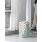 Artisanal Shell Mosaic Drum Side Table for Bedroom and Living Room Main Product Image