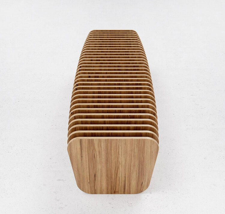 Artistic Accordion-Style Bench in Eco-Friendly Wood