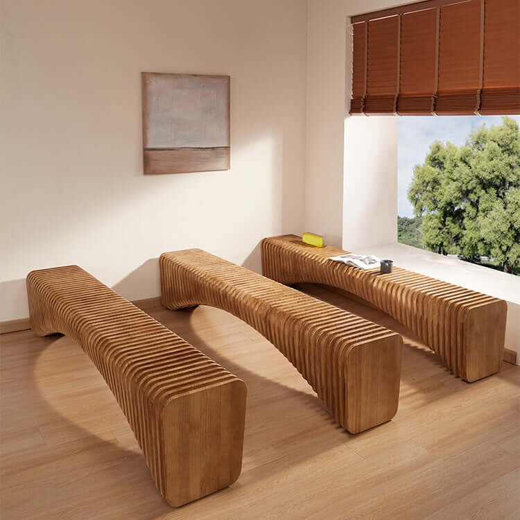 Artistic Accordion-Style Bench in Eco-Friendly Wood