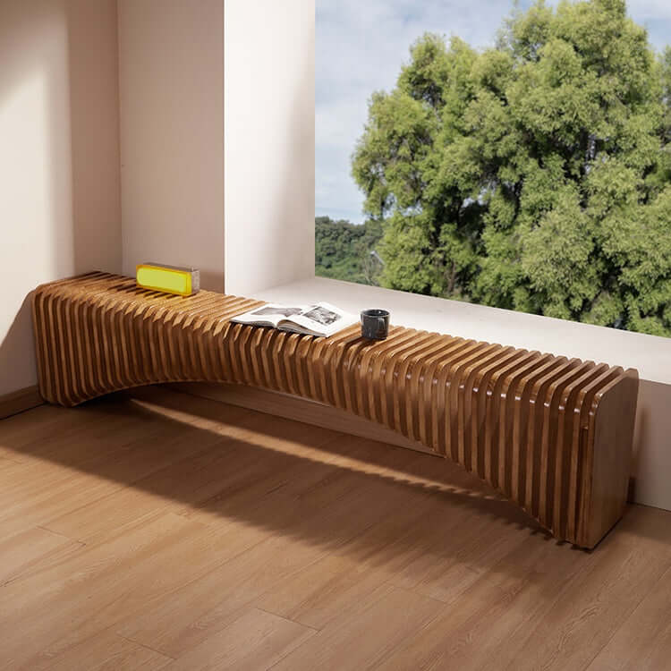 Artistic Accordion-Style Bench in Eco-Friendly Wood