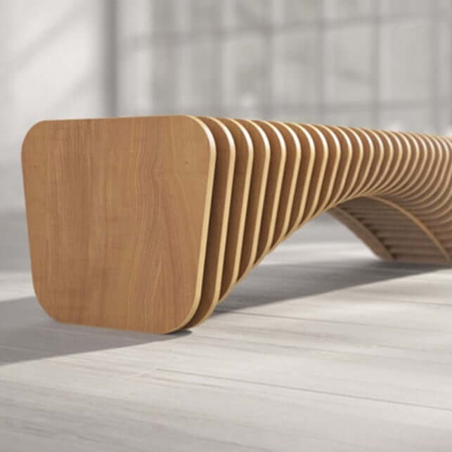 Artistic Accordion-Style Bench in Eco-Friendly Wood