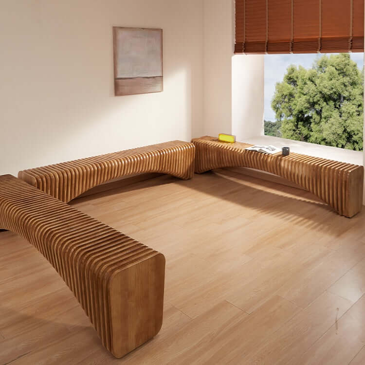 Artistic Accordion-Style Bench in Eco-Friendly Wood