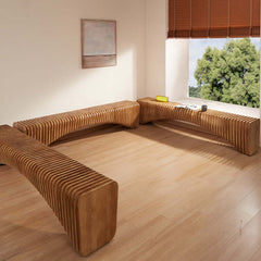 Artistic Accordion-Style Bench in Eco-Friendly Wood