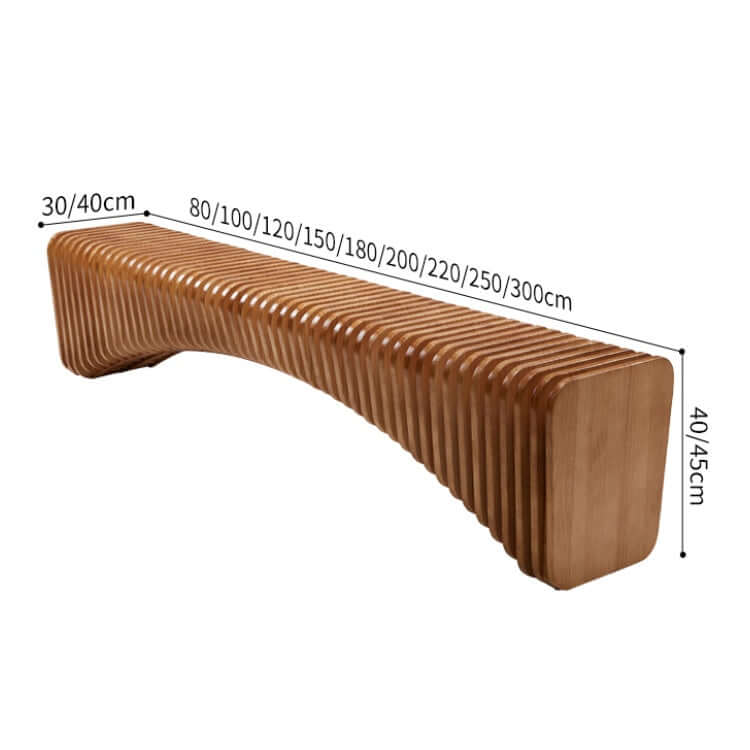 Artistic Accordion-Style Bench in Eco-Friendly Wood Dimensions