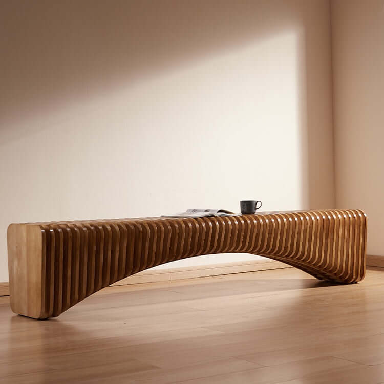 Artistic Accordion-Style Bench in Eco-Friendly Wood Main Product Image Image principale du produit
