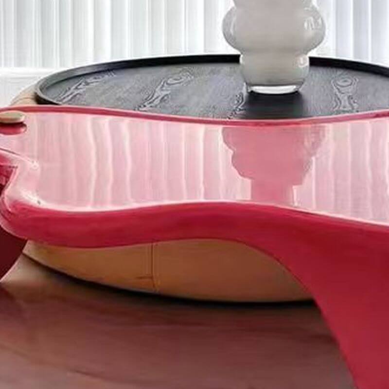 Artistic Indoor Coffee Table Set with Fiberglass Base and Tray Top