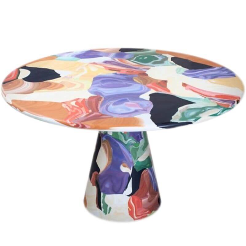 Artistic Round Table with Fiberglass Top and Tapered Base メイン画像