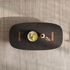 Ash Veneer Coffee Table with Sculpted Base and Oval Wabi-Sabi Silhouette
