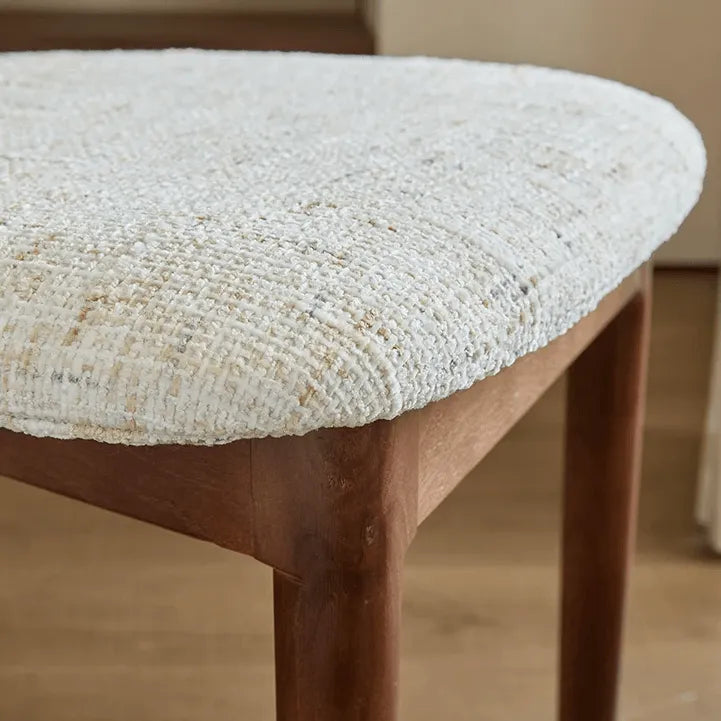 Ash Vintage Wood Dining Chair Set with Curved Lumbar Comfort and Tailored Cushion Detail
