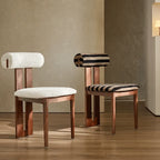 Ash Vintage Wood Dining Chair Set with Curved Lumbar Comfort and Tailored Cushion Detail