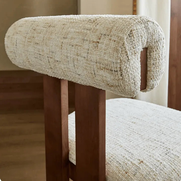 Ash Vintage Wood Dining Chair Set with Curved Lumbar Comfort and Tailored Cushion Detail