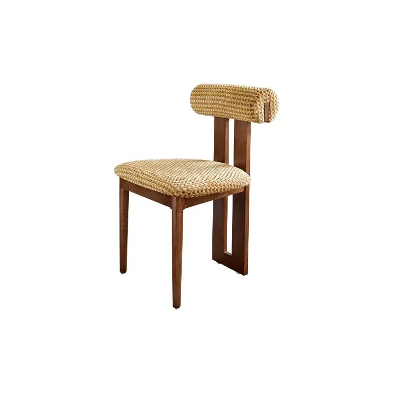 Ash Vintage Wood Dining Chair Set with Curved Lumbar Comfort and Tailored Cushion Detail
