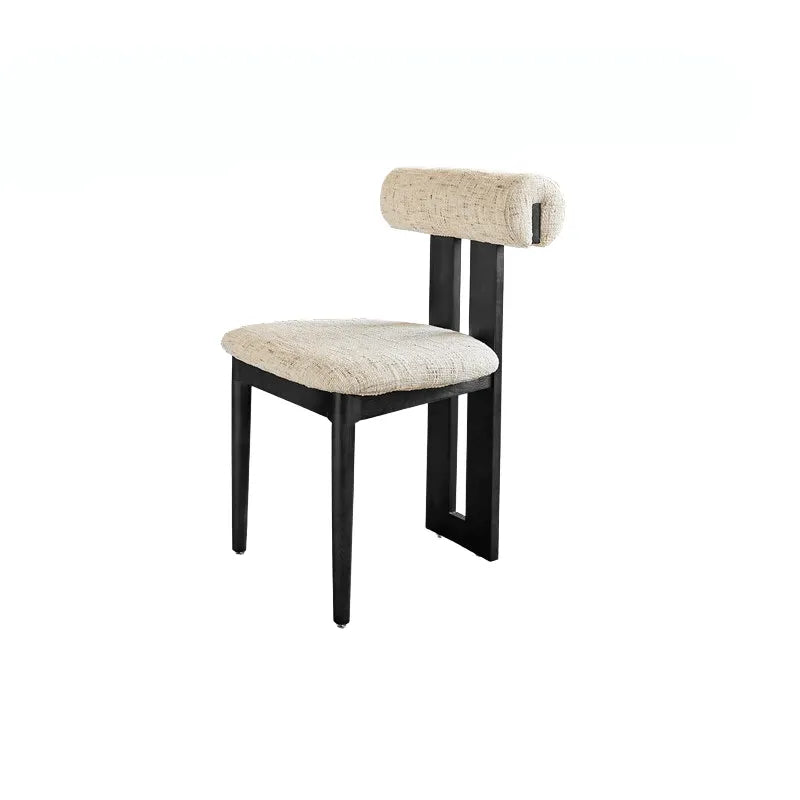 Ash Vintage Wood Dining Chair Set with Curved Lumbar Comfort and Tailored Cushion Detail