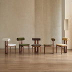 Ash Vintage Wood Dining Chair Set with Curved Lumbar Comfort and Tailored Cushion Detail