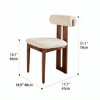 Ash Vintage Wood Dining Chair Set with Curved Lumbar Comfort and Tailored Cushion Detail Dimensions