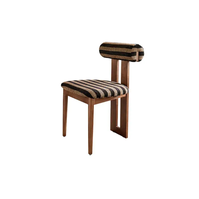 Ash Vintage Wood Dining Chair Set with Curved Lumbar Comfort and Tailored Cushion Detail