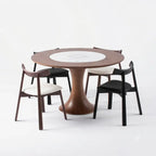 Ash Wood Dining Chair With Curved Arms, Leather and Linen Options