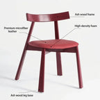 Ash Wood Dining Chair With Curved Arms, Leather and Linen Options