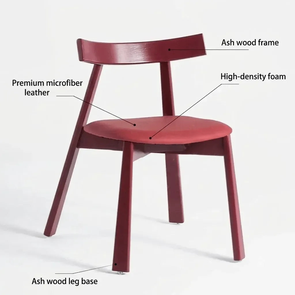 Ash Wood Dining Chair With Curved Arms, Leather and Linen Options
