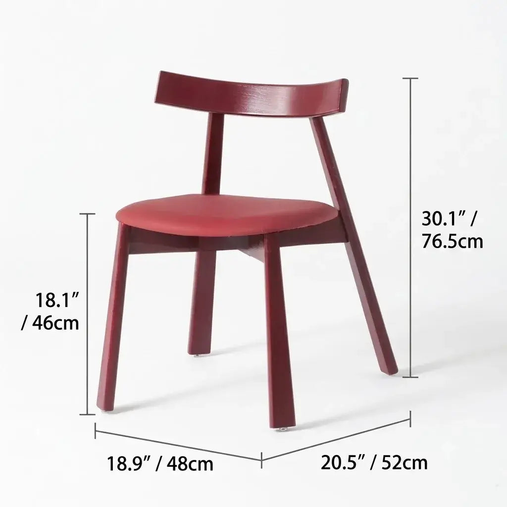 Ash Wood Dining Chair With Curved Arms, Leather and Linen Options Dimensions