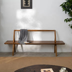 Ash Wood Indoor Bench with Open Back, Vintage Entryway Bench