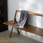 Ash Wood Indoor Bench with Open Back, Vintage Entryway Bench