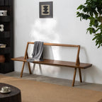 Ash Wood Indoor Bench with Open Back, Vintage Entryway Bench Main Product Image