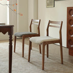 Ash Wood Modern Art Deco Dining Chair with Boucle Seat and Curved Back
