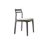 Ash Wood Modern Art Deco Dining Chair with Boucle Seat and Curved Back