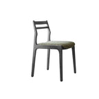 Ash Wood Modern Art Deco Dining Chair with Boucle Seat and Curved Back
