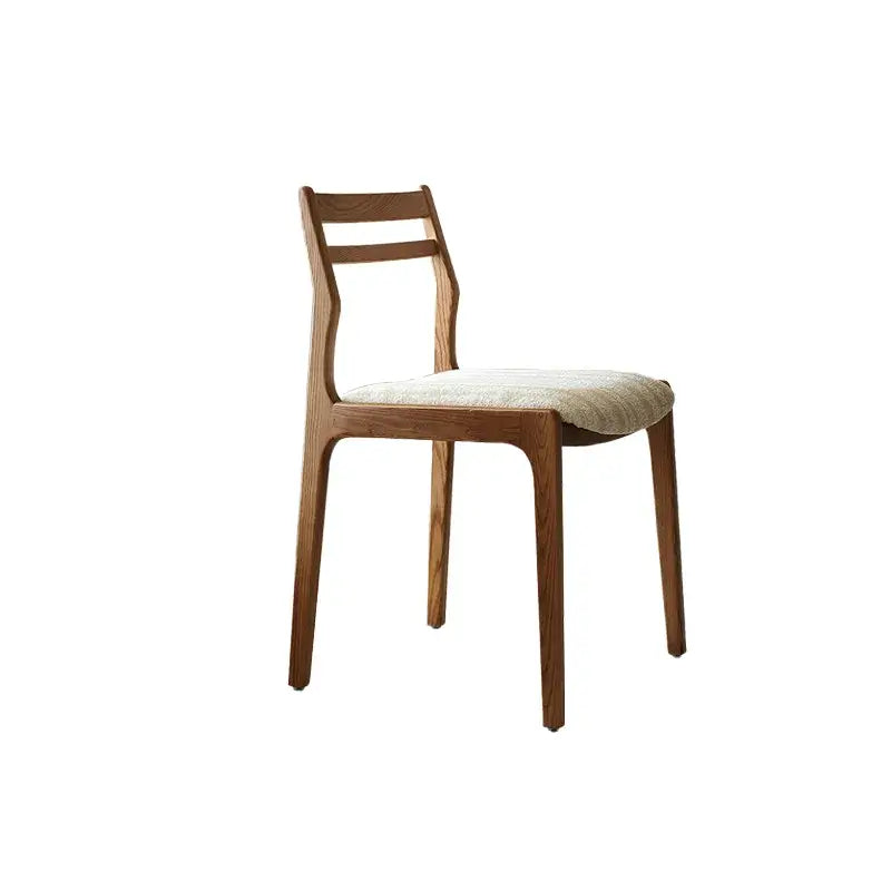 Ash Wood Modern Art Deco Dining Chair with Boucle Seat and Curved Back Hauptbild