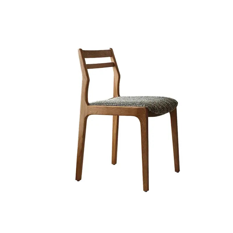 Ash Wood Modern Art Deco Dining Chair with Boucle Seat and Curved Back