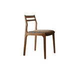 Ash Wood Modern Art Deco Dining Chair with Boucle Seat and Curved Back