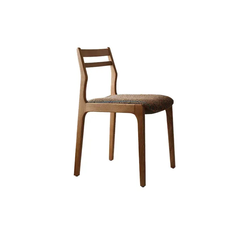 Ash Wood Modern Art Deco Dining Chair with Boucle Seat and Curved Back